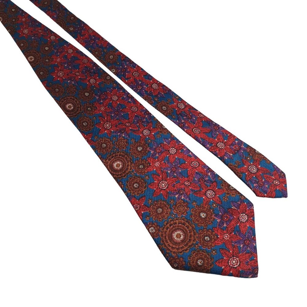 Perry Ellis Men Necktie Tie Designer Vintage Floral Accessory Work Dad Gift